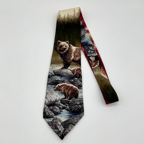 Greenwich Workshop 100%‎ Silk Bear NeckTie, Endangered Species by Bonnie Marris - Picture 1 of 5
